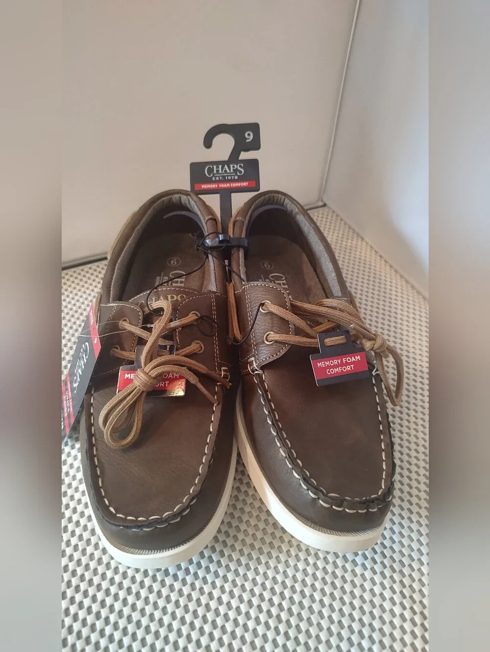 Chaps Men's Size 9 Benny Boat Shoe NWT Cognac Brown Shoes